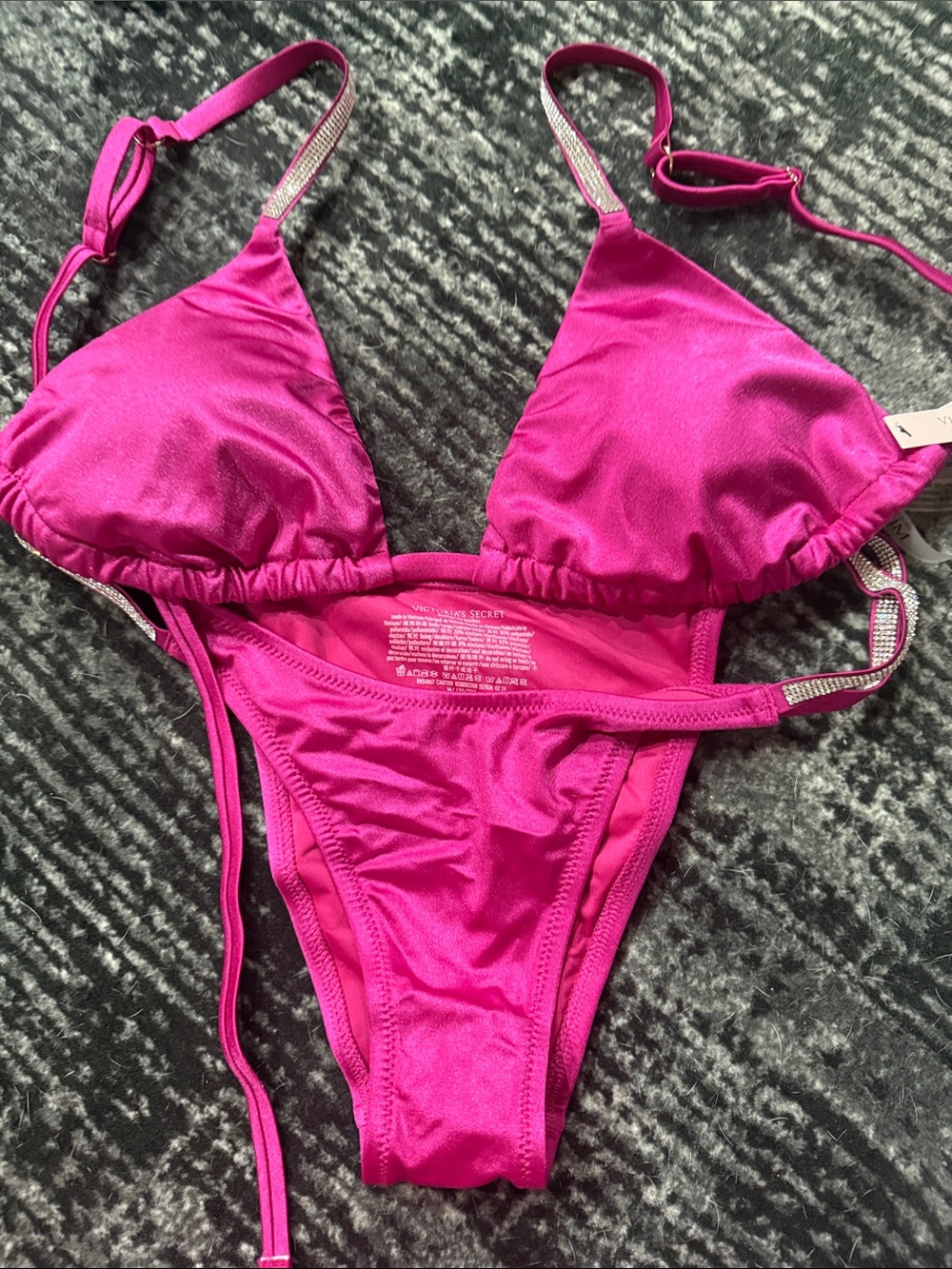 Victoria's Secret Hot Pink Rhinestone Triangle Bikini